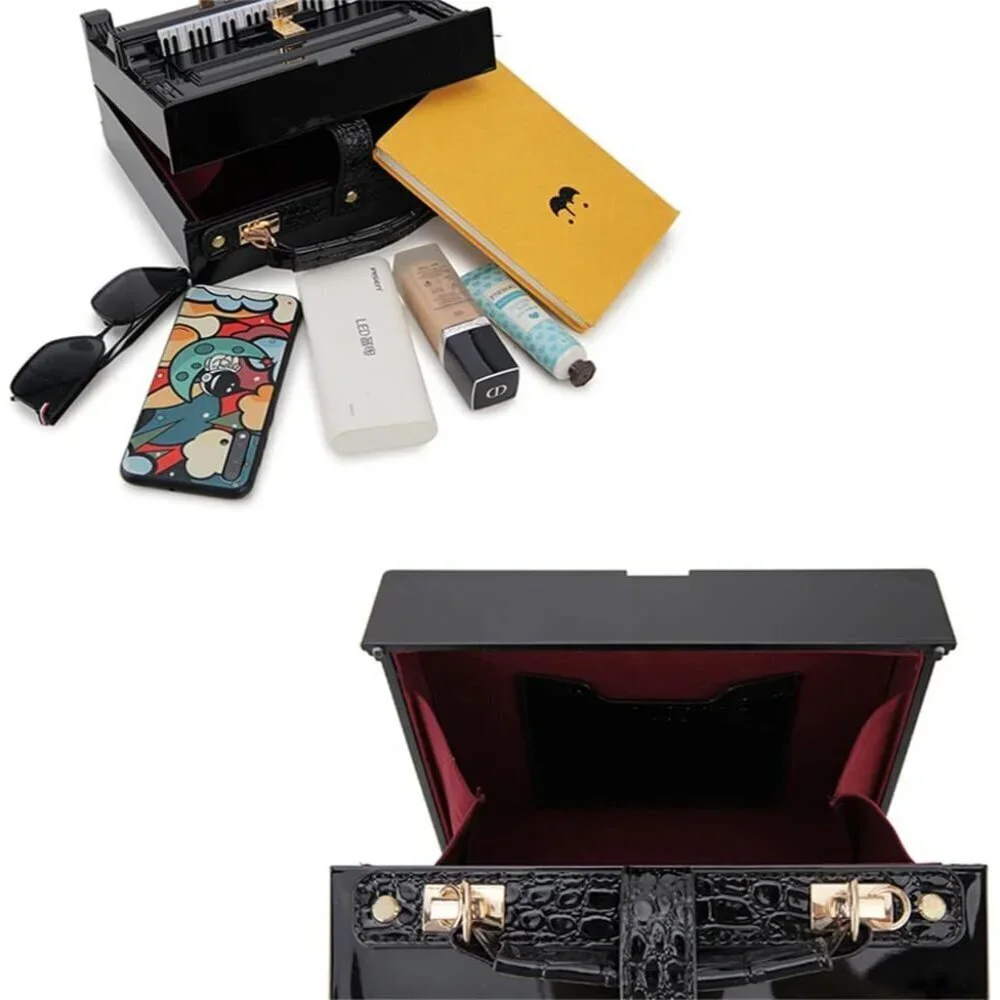 Women Acrylic Piano Shaped Purse Crossbody Clutch Elegant Handbag